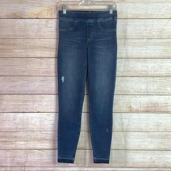 Spanx Distressed Ankle Open Hem Skinny Pullon High Rise Jeans - Picture 2 of 12